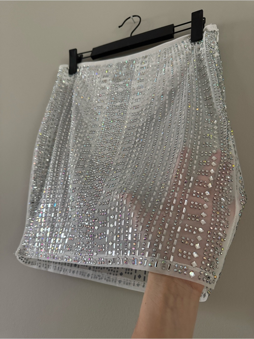 12th Tribe White Sequin Mini Skirt - Picture 2 of 10